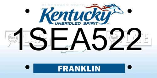 1SEA522 Kentucky License Plate