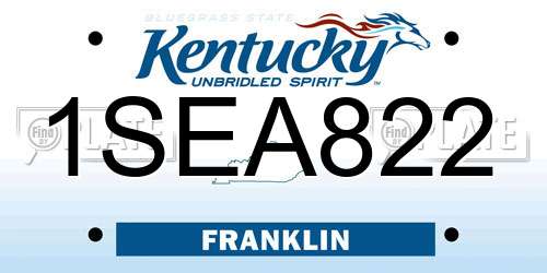 1SEA822 Kentucky License Plate