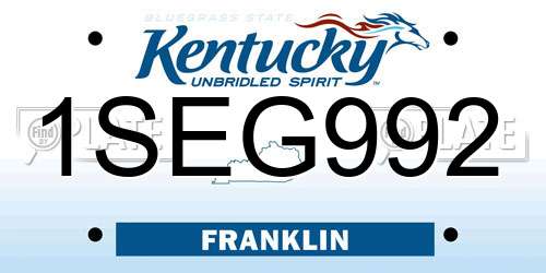 1SEG992 Kentucky License Plate