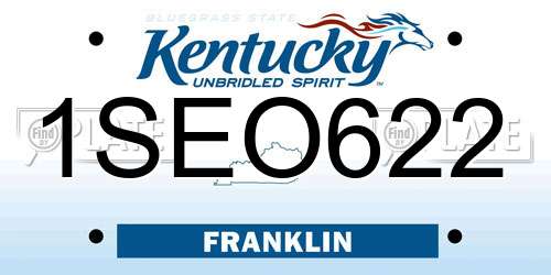 1SEO622 Kentucky License Plate