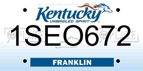 1SEO672 Kentucky License Plate