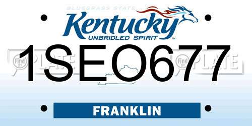 1SEO677 Kentucky License Plate