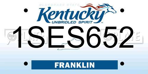 1SES652 Kentucky License Plate