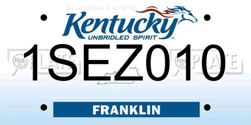 1SEZ010 Kentucky License Plate
