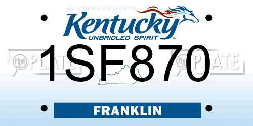 1SF870 Kentucky License Plate