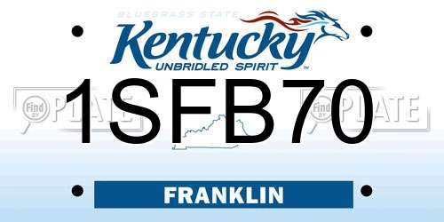 1SFB70 Kentucky License Plate