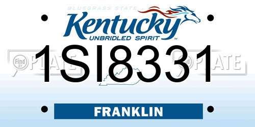 1SI8331 Kentucky License Plate