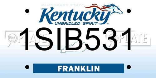1SIB531 Kentucky License Plate