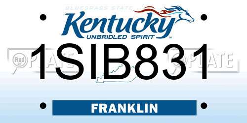 1SIB831 Kentucky License Plate