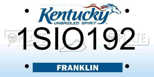 1SIO192 Kentucky License Plate