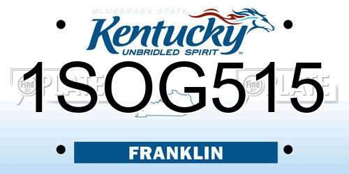 1SOG515 Kentucky License Plate
