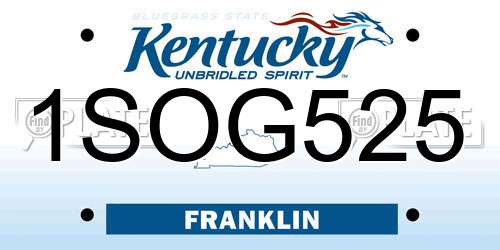 1SOG525 Kentucky License Plate