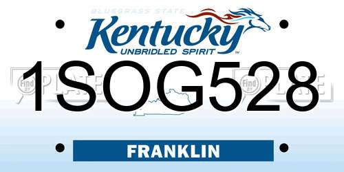 1SOG528 Kentucky License Plate
