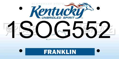 1SOG552 Kentucky License Plate