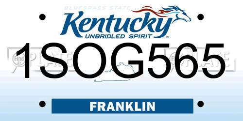 1SOG565 Kentucky License Plate