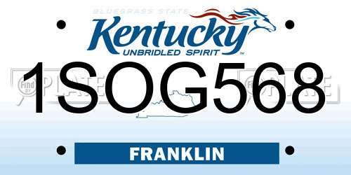 1SOG568 Kentucky License Plate