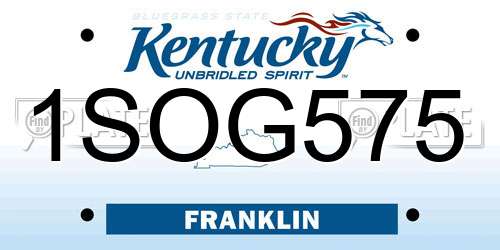 1SOG575 Kentucky License Plate