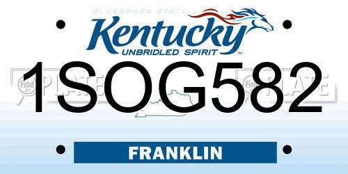 1SOG582 Kentucky License Plate