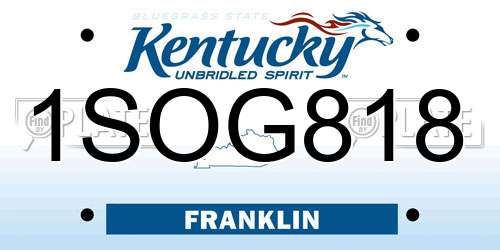 1SOG818 Kentucky License Plate