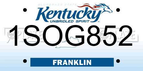 1SOG852 Kentucky License Plate