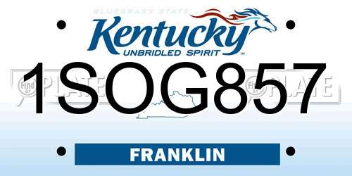 1SOG857 Kentucky License Plate