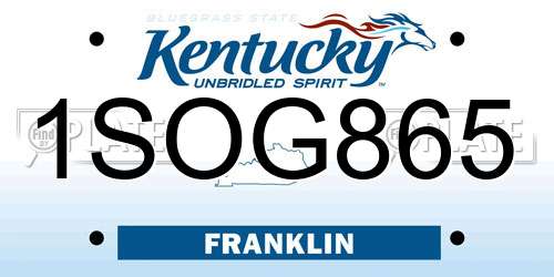 1SOG865 Kentucky License Plate