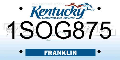 1SOG875 Kentucky License Plate