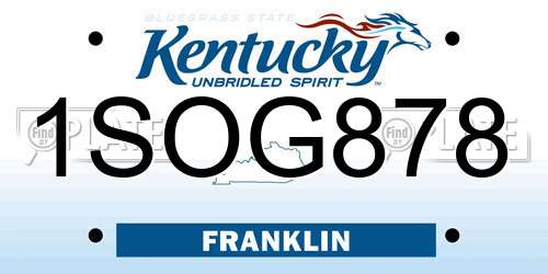 1SOG878 Kentucky License Plate