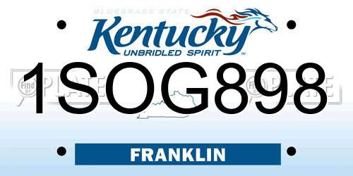 1SOG898 Kentucky License Plate