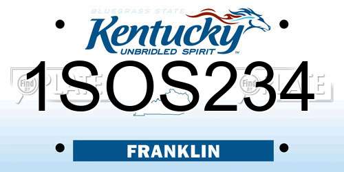 1SOS234 Kentucky License Plate
