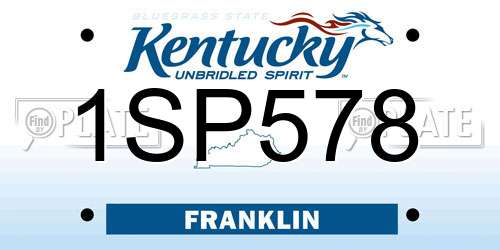 1SP578 Kentucky License Plate