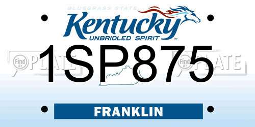 1SP875 Kentucky License Plate
