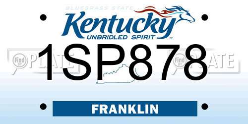 1SP878 Kentucky License Plate
