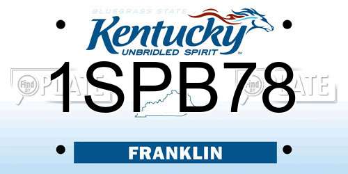 1SPB78 Kentucky License Plate