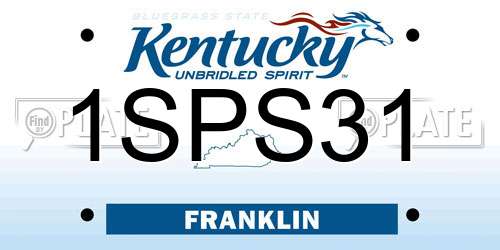 1SPS31 Kentucky License Plate