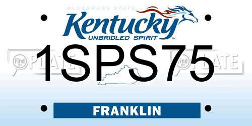 1SPS75 Kentucky License Plate