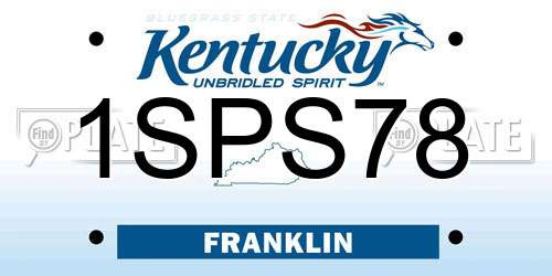 1SPS78 Kentucky License Plate