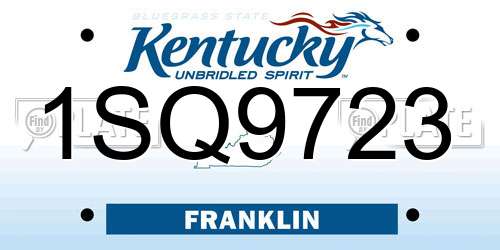 1SQ9723 Kentucky License Plate