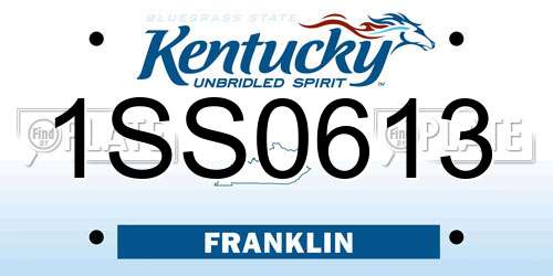 1SS0613 Kentucky License Plate