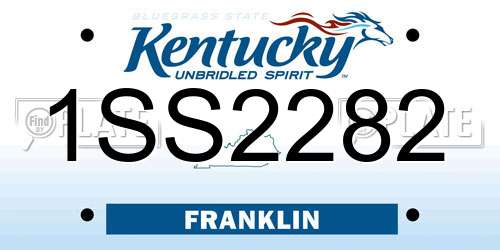 1SS2282 Kentucky License Plate