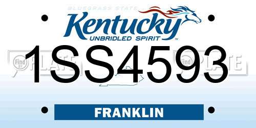 1SS4593 Kentucky License Plate