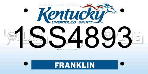 1SS4893 Kentucky License Plate