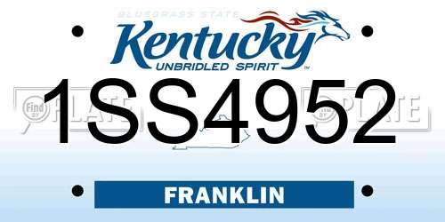 1SS4952 Kentucky License Plate