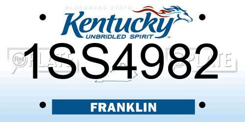 1SS4982 Kentucky License Plate