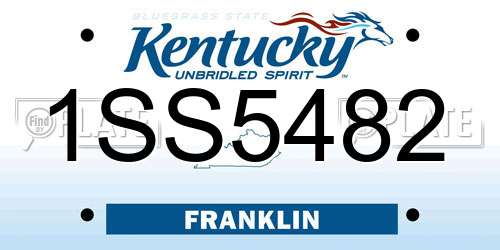 1SS5482 Kentucky License Plate