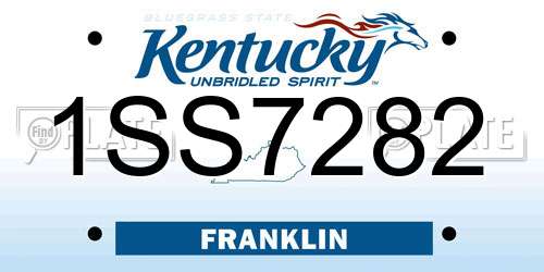 1SS7282 Kentucky License Plate