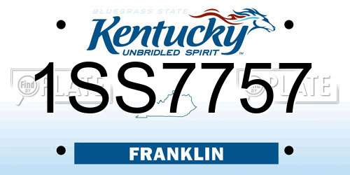 1SS7757 Kentucky License Plate