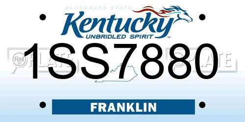 1SS7880 Kentucky License Plate