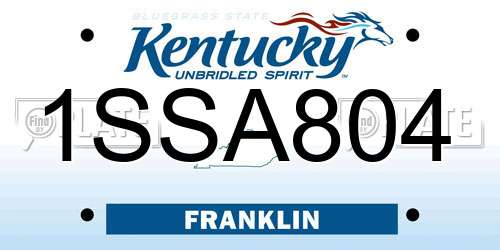 1SSA804 Kentucky License Plate