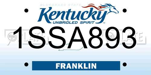 1SSA893 Kentucky License Plate